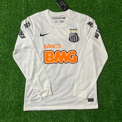 Santos FC Neymar Jr White Retro Long Sleeve Football Jersey Trikot