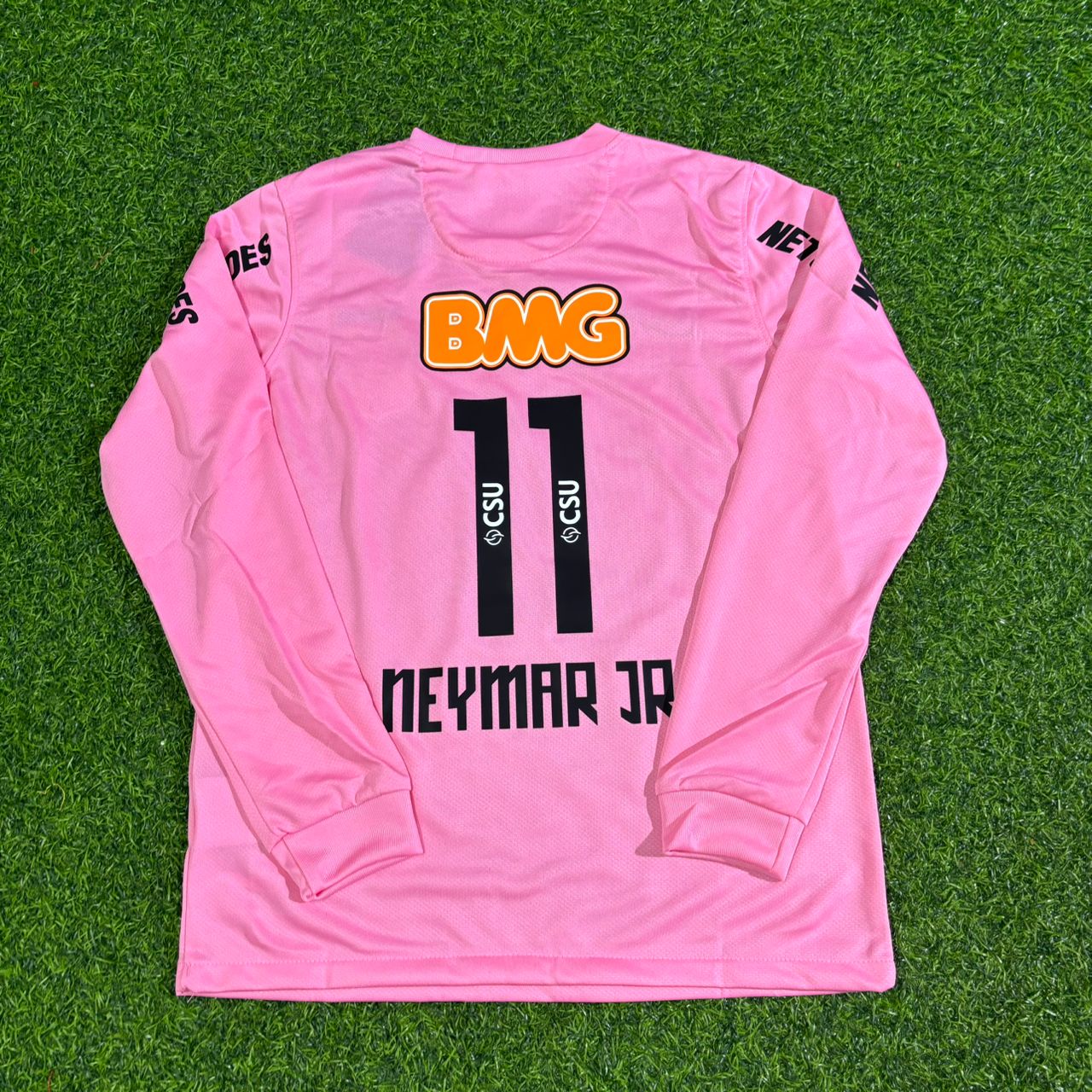 Santos Neymar Jr Pink Long Sleeve Retro Football Jersey
