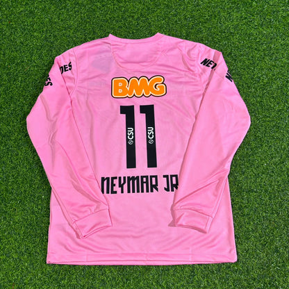 Santos Neymar Jr Pink Long Sleeve Retro Football Jersey