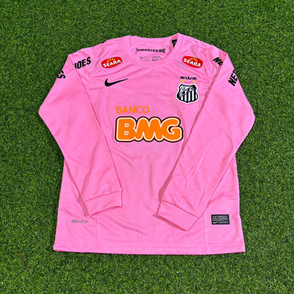 Santos Neymar Jr Kids Pink Long Sleeve Retro Football Jersey