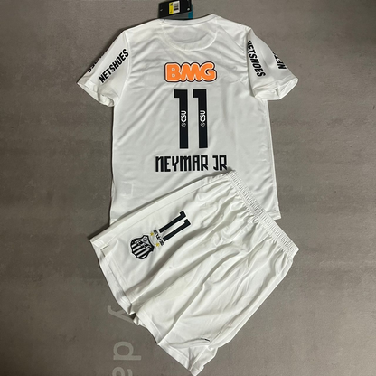 Santos FC Neymar Jr 2013 White Kids Retro Football Jersey Set