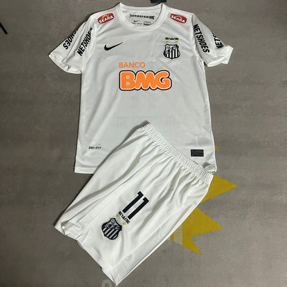 Santos FC Neymar Jr 2013 White Kids Retro Football Jersey Set