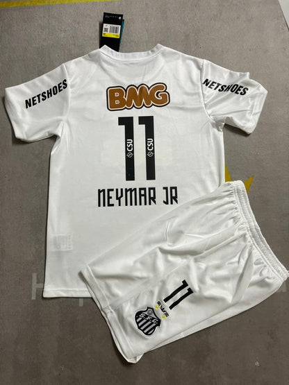 Santos FC Neymar Jr White Kid Children Set Retro Football Jersey Trikot