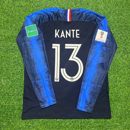 France World Cup 2018 N'Golo Kante Final Long Sleeve Retro Football Jersey Kit