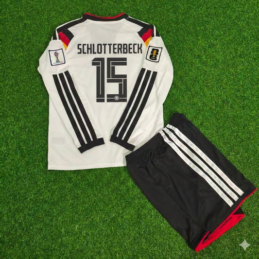 Germany 2026 Nico Schlotterbeck #15 Kids Long Sleeve Home Soccer Kit Football Jersey