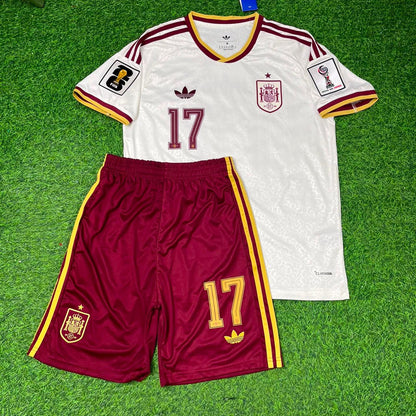 Spain World Cup 2026 Nico Williams Kids Away Football Jersey
