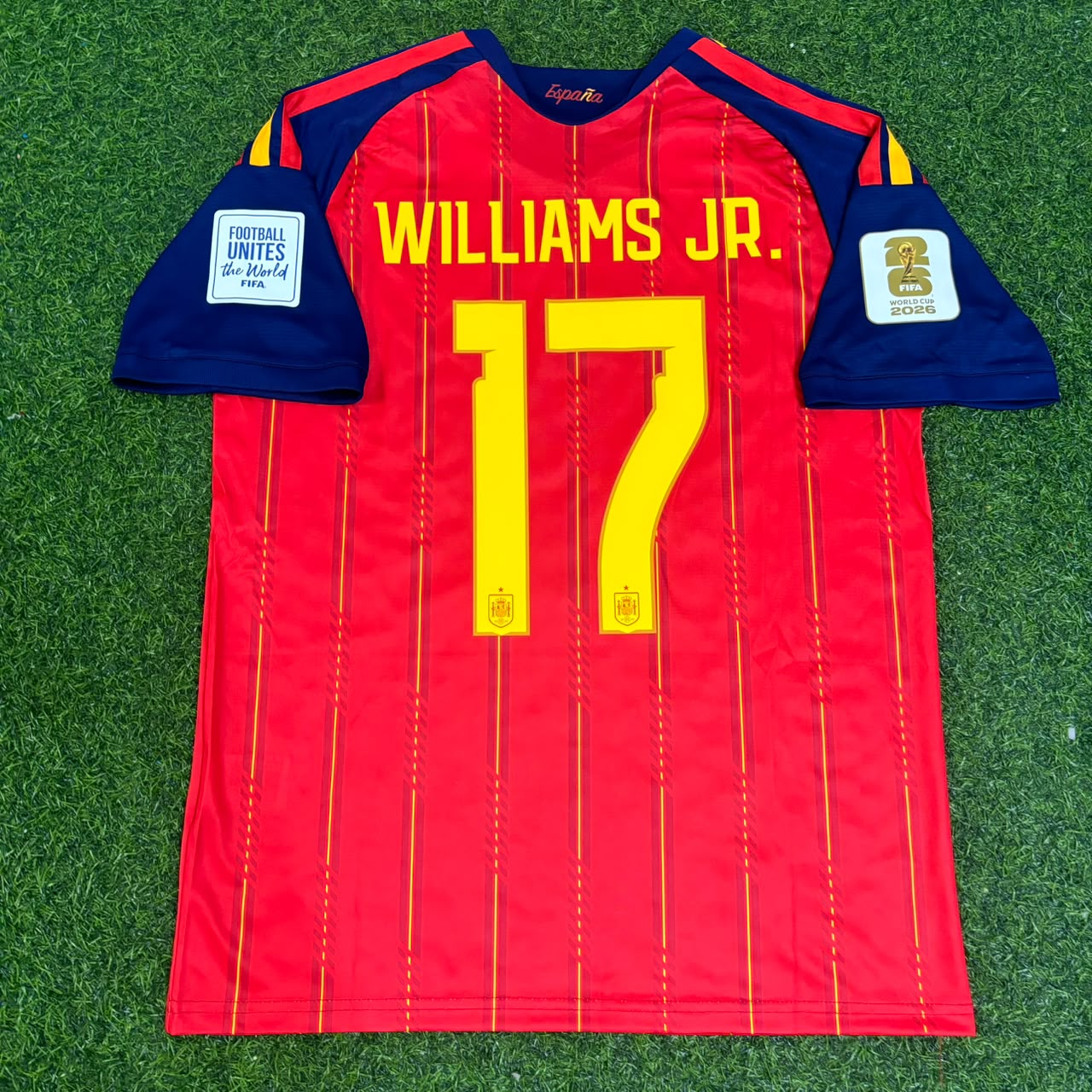Spain World Cup 2026 Williams Jr. Home Football Jersey