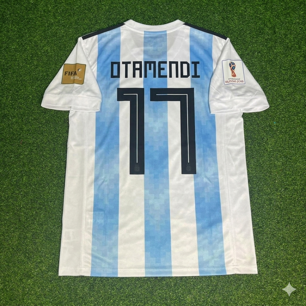 Argentina World Cup 2018 Nicolás Otamendi #17 Home Retro Football Jersey