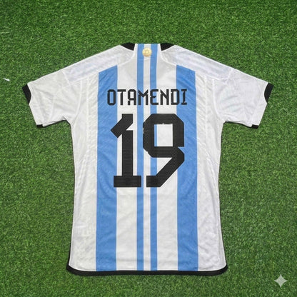 Argentina World Cup 2022 Nicolás Otamendi 19- Qatar Champion Home Football Jersey