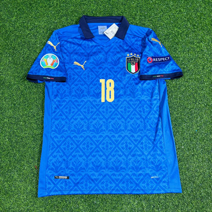 Italy EURO 2020 Nicolò Barella #18 Final Retro Football Jersey