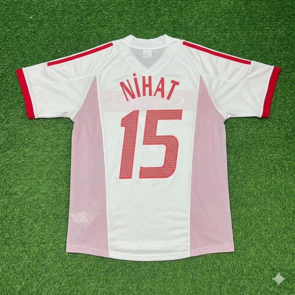 Turkey Türkiye World Cup 2002 Nihat Kahveci White Retro Football Jersey