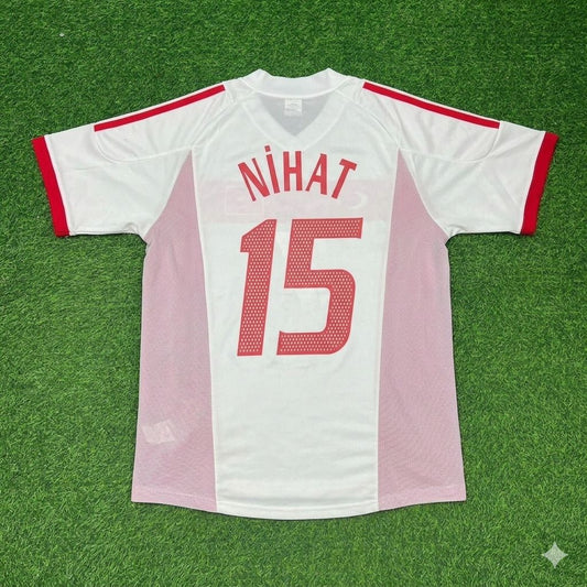Turkey Türkiye World Cup 2002 Nihat Kahveci White Retro Football Jersey