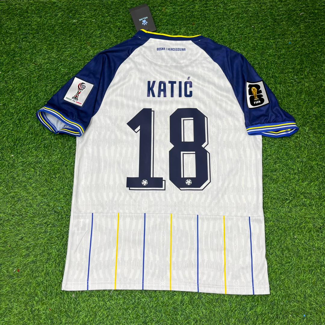 Bosnia and Herzegovina World Cup 2026 Nikola Katić Away White Football Jersey