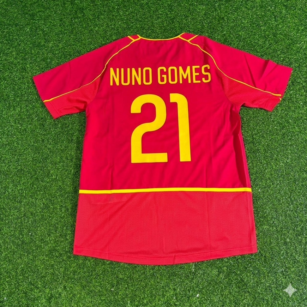 Nuno Gomes #21 Portugal 2002 Retro Home Red Football Jersey Kit
