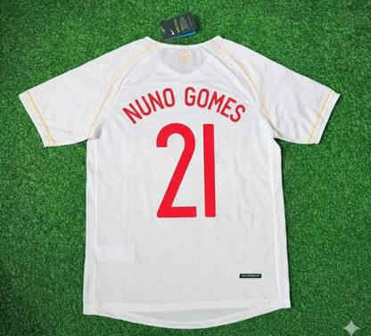 Nuno Gomes Portugal 2002 Retro White Debut Football Jersey Kit