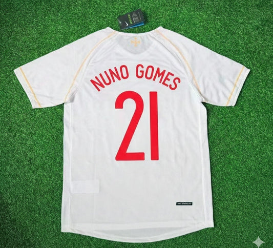 Nuno Gomes Portugal 2002 Retro White Debut Football Jersey Kit