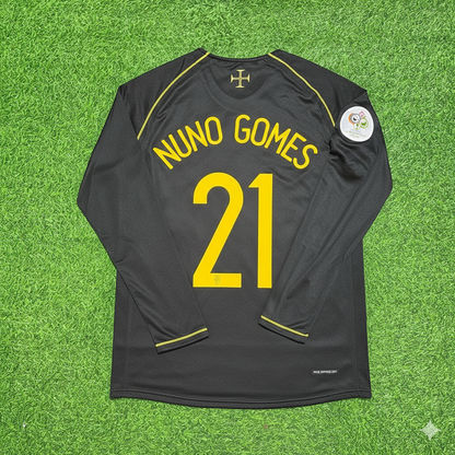 Portugal World Cup 2006 Nuno Gomes Long Sleeve Black Retro Football Jersey