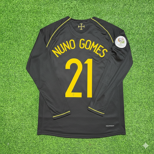 Portugal World Cup 2006 Nuno Gomes Long Sleeve Black Retro Football Jersey