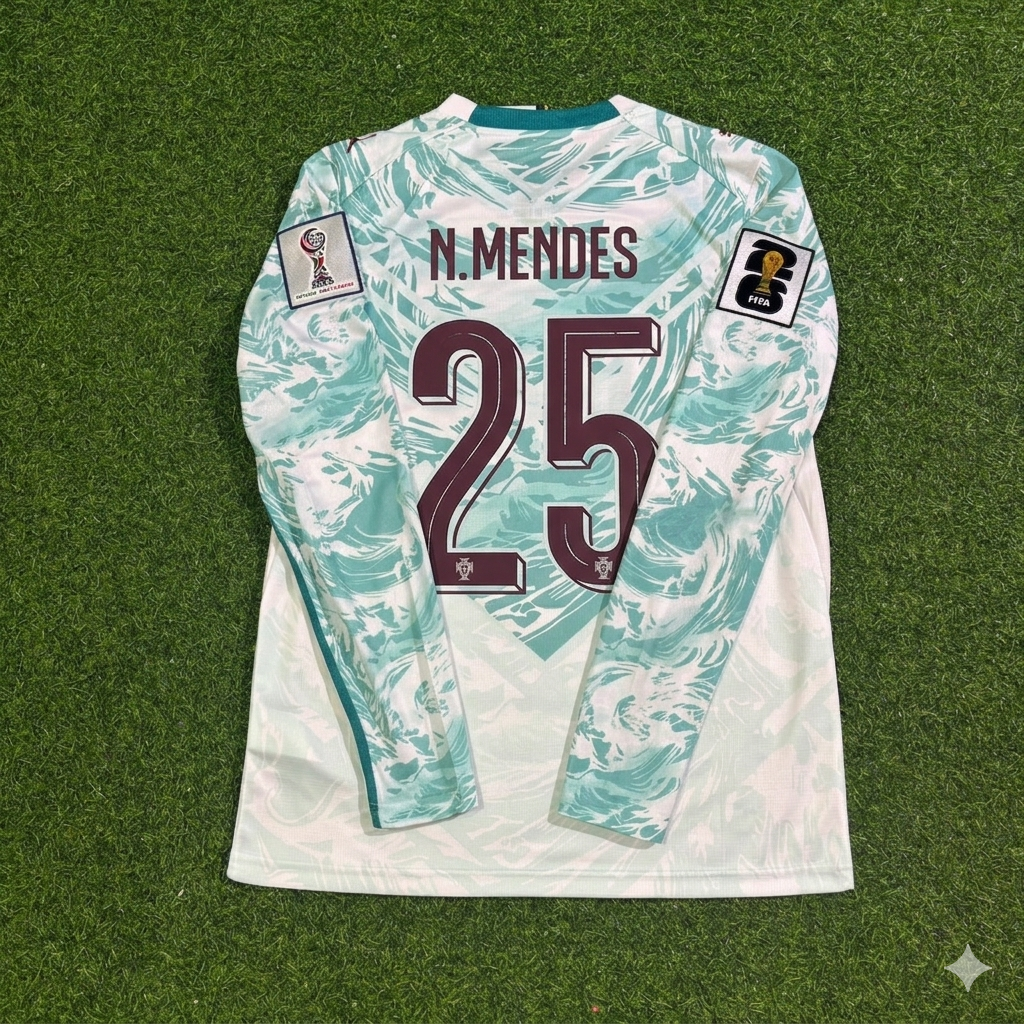 Nuno Mendes #25 Portugal 2026 World Cup Away Long Sleeve Football Jersey