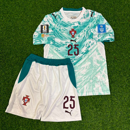 Portugal World Cup 2026 Nuno Mendes White Away Kids Football Jersey