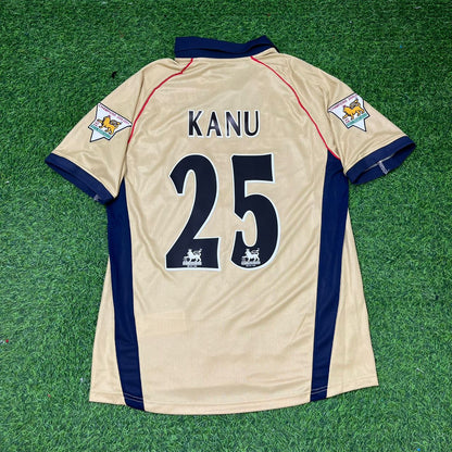 Nwankwo Kanu #25 Arsenal 2001-2002 Away Golden Retro Football Jersey