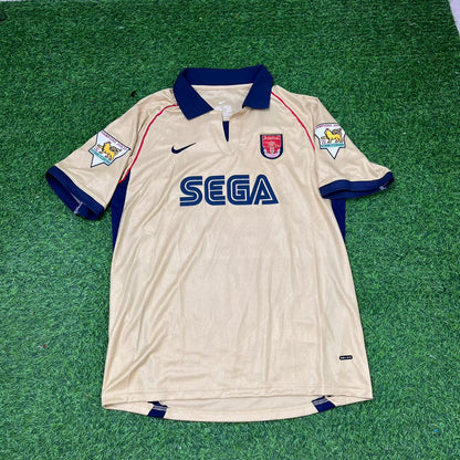 Nwankwo Kanu #25 Arsenal 2001-2002 Away Golden Retro Football Jersey