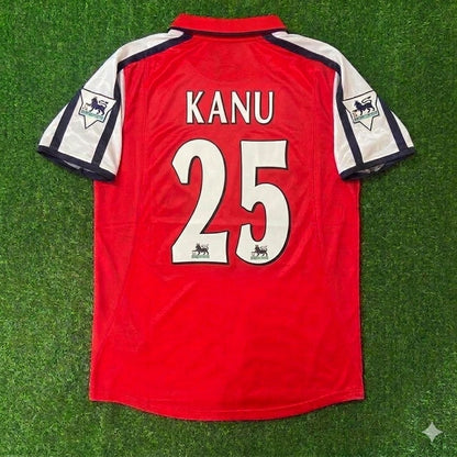 Nwankwo Kanu #25 Arsenal 1999-2002 Red White Retro Football Jersey
