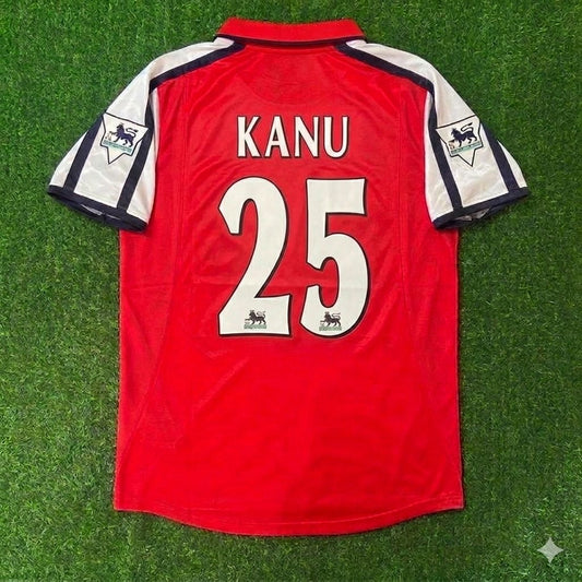 Nwankwo Kanu #25 Arsenal 1999-2002 Red White Retro Football Jersey