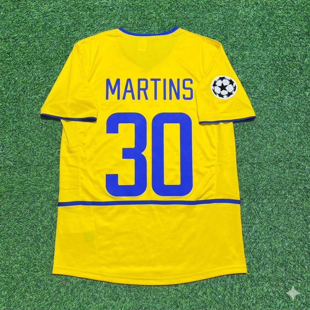 Obafemi Martins Inter Milan 2002-2003 Yellow Retro Football Jersey Kit