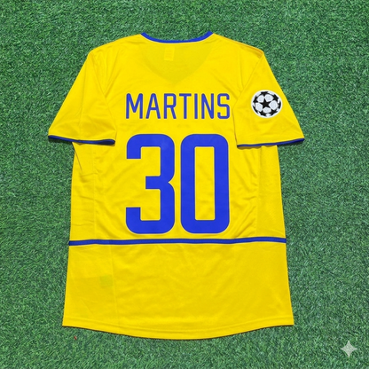 Obafemi Martins Inter Milan 2002-2003 Yellow Retro Football Jersey Kit