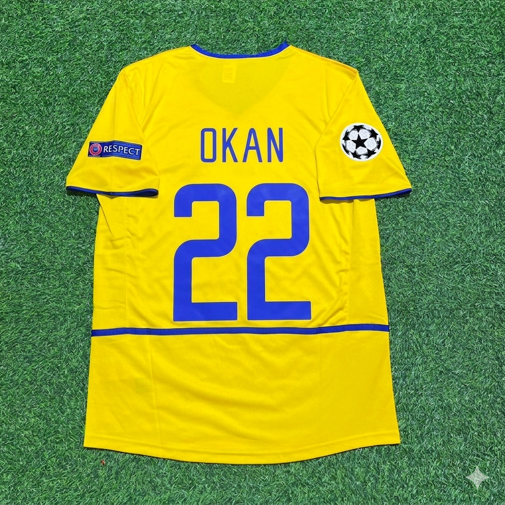 Okan Buruk Inter Milan 2002-2003 Yellow Retro Football Jersey Kit