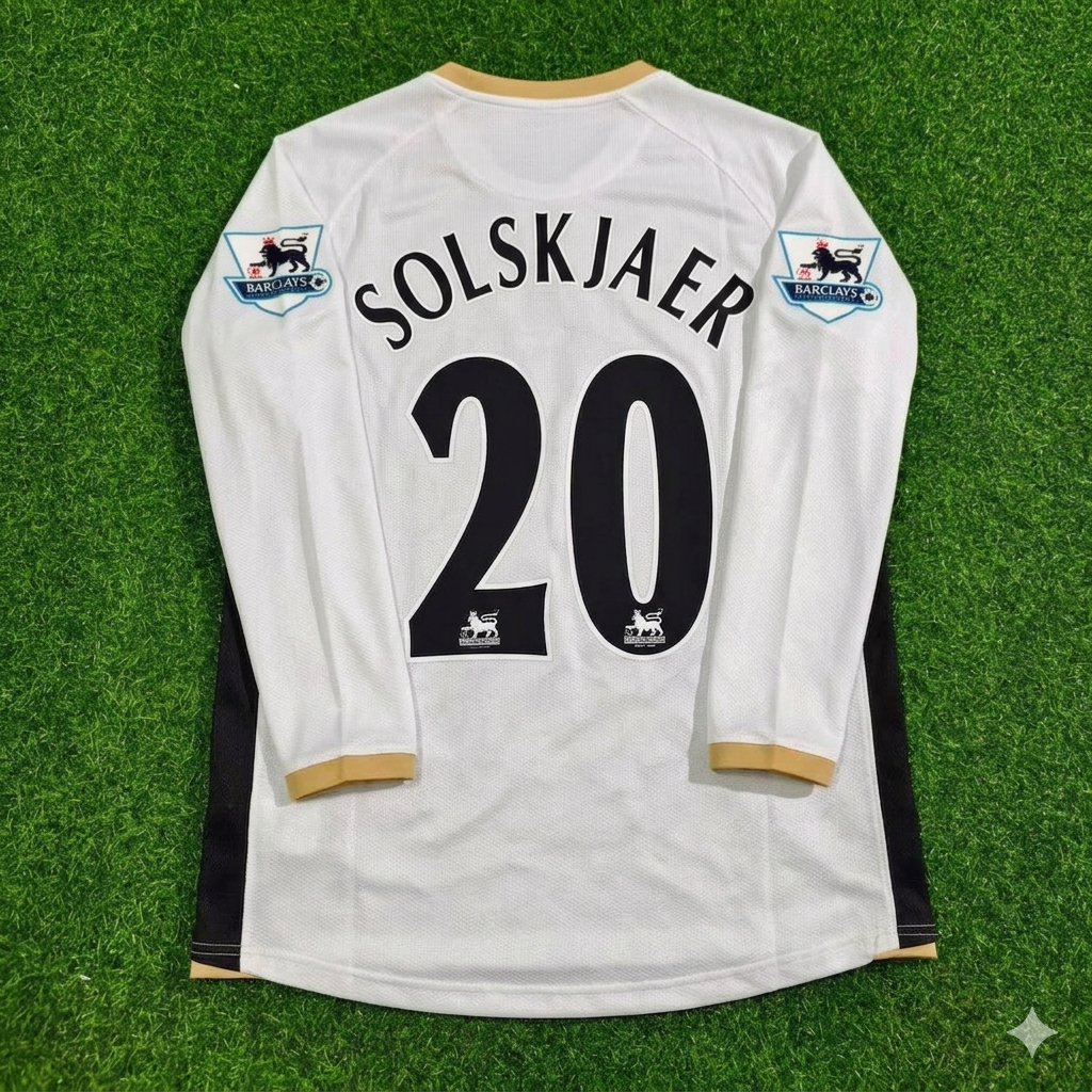 Ole Gunnar Solskjær #20 Manchester United 2006-2007 White Retro Long Sleeve Football Jersey Kit