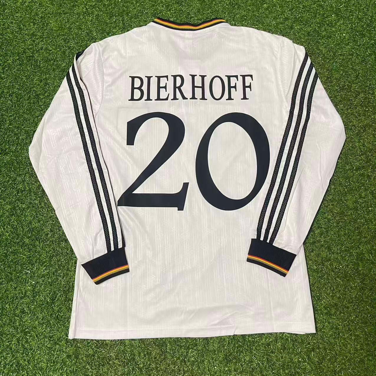 Germany EURO 1996 Oliver Bierhoff Final Home Long Sleeve Retro Football Jersey Kit