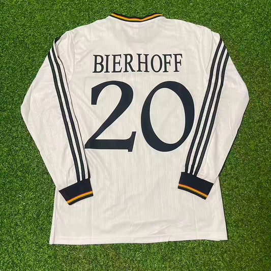 Germany EURO 1996 Oliver Bierhoff Final Home Long Sleeve Retro Football Jersey Kit