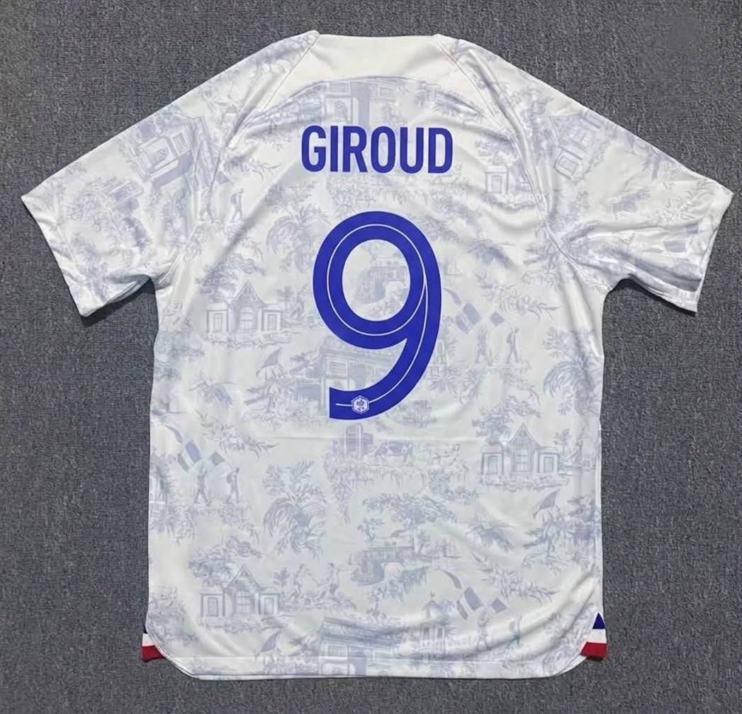 France World Cup 2022 Olivier Giroud #9 Away Retro Football Jersey