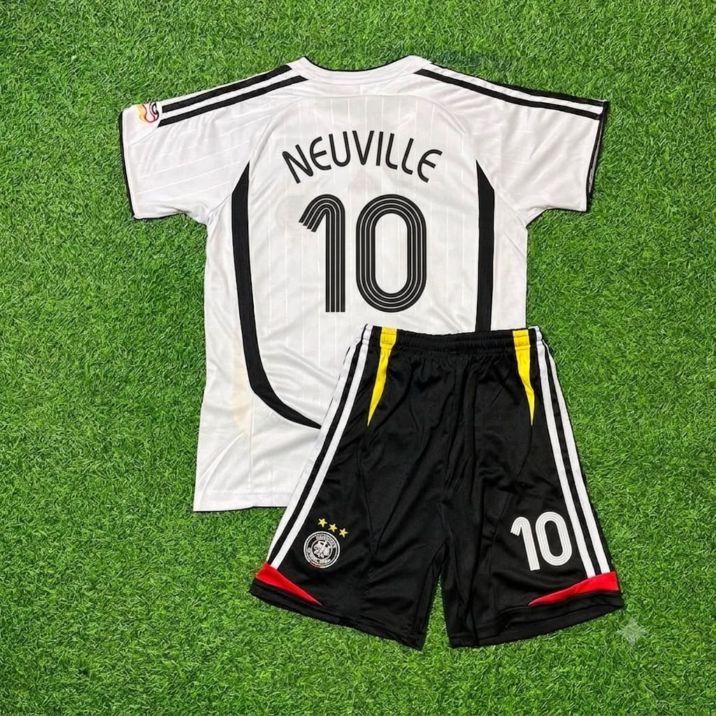 Germany World Cup 2006 Oliver Neuville Kids White Retro Football Jersey Kit