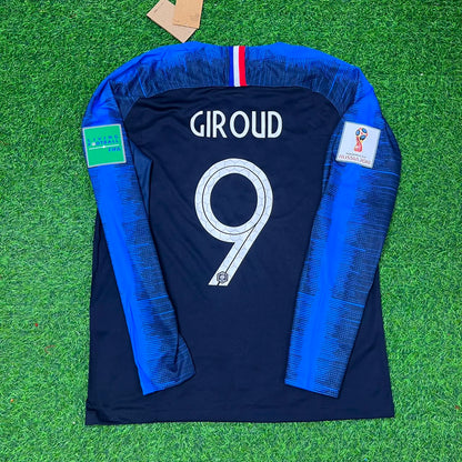 France World Cup 2018 Olivier Giroud Final Long Sleeve Retro Football Jersey Kit