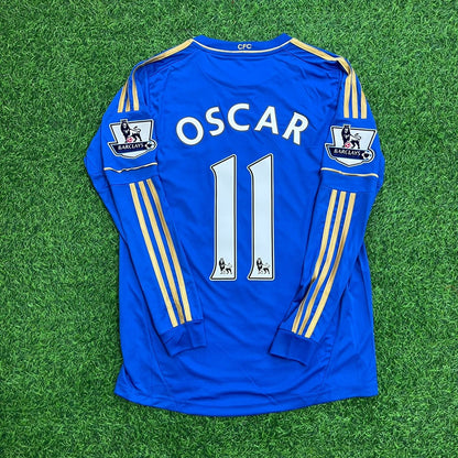 Oscar Chelsea 2012/13 Premier League Patch Blue Retro Football Jersey