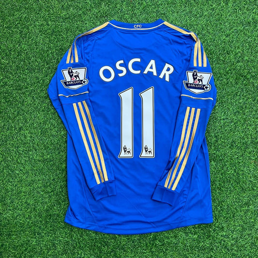 Oscar Chelsea 2012/13 Premier League Patch Blue Retro Football Jersey
