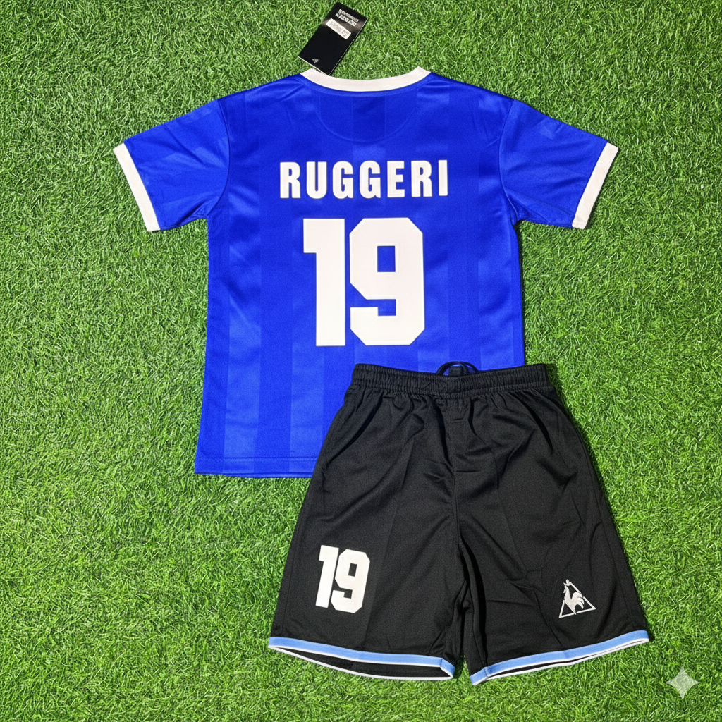 Argentina World Cup 1986 Oscar Ruggeri 19- Final Blue Kids Retro Football Jersey Kit