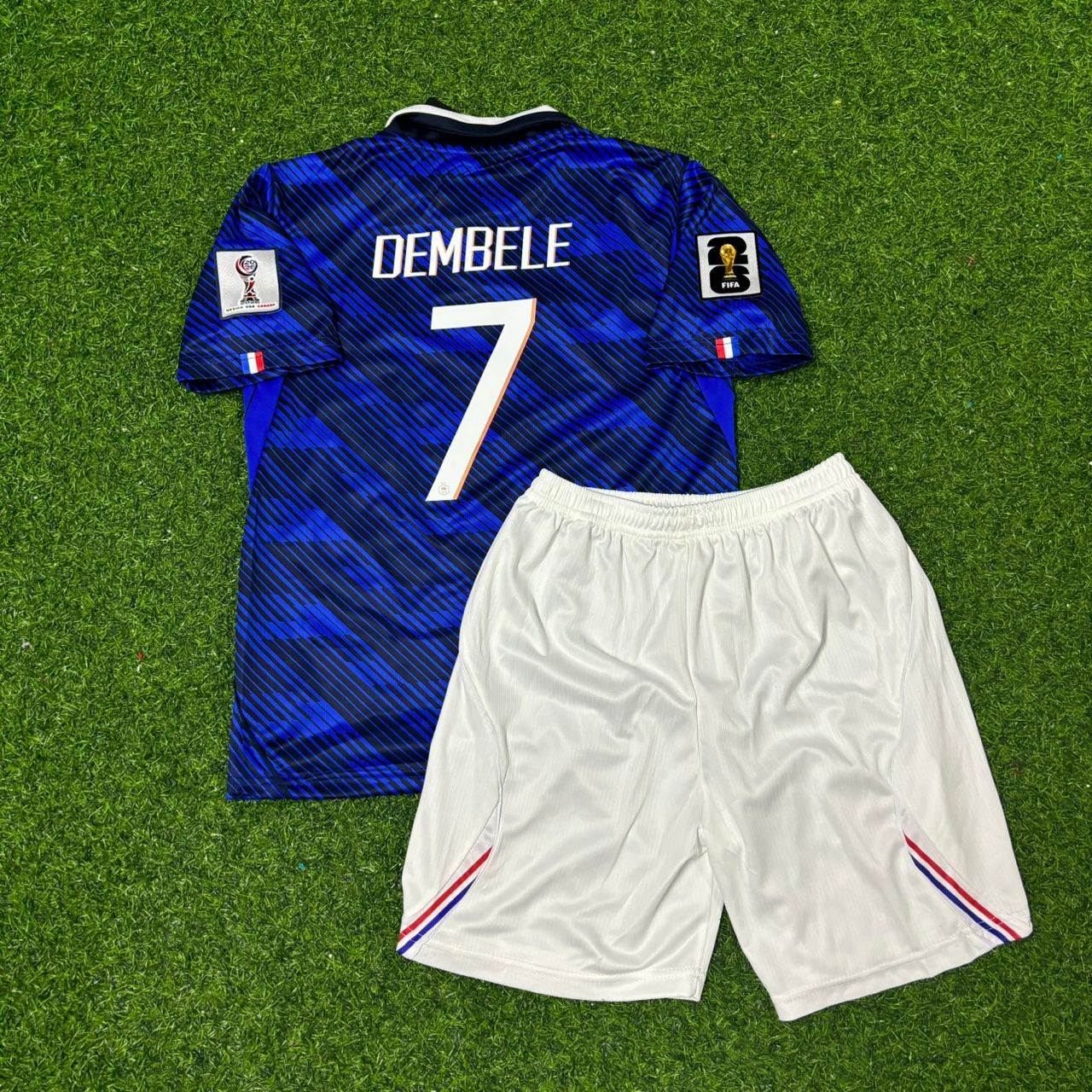 Ousmane Dembélé #7 France 2026 World Cup Kids Home Blue Football Jersey Kit