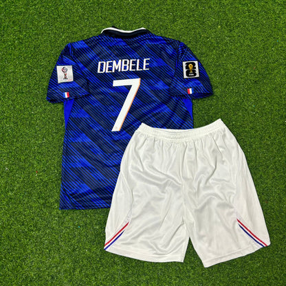 Ousmane Dembélé #7 France 2026 World Cup Kids Home Blue Football Jersey Kit