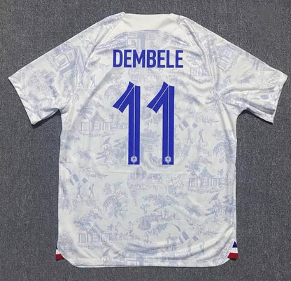 France World Cup 2022 Ousmane Dembélé #11 Away Retro Football Jersey