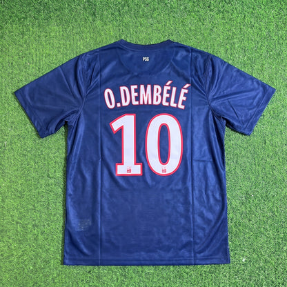 Ousmane Dembele #10 PSG Home Blue Retro Football Jersey Trikot Maillot