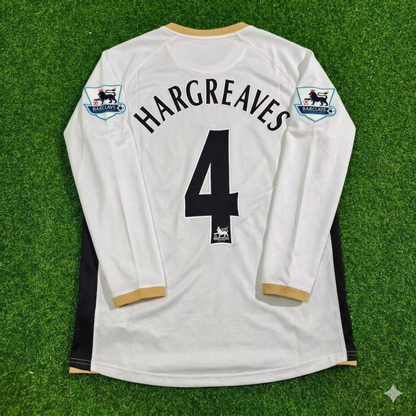 Owen Hargreaves #4 Manchester United 2006-2007 White Retro Long Sleeve Football Jersey Kit
