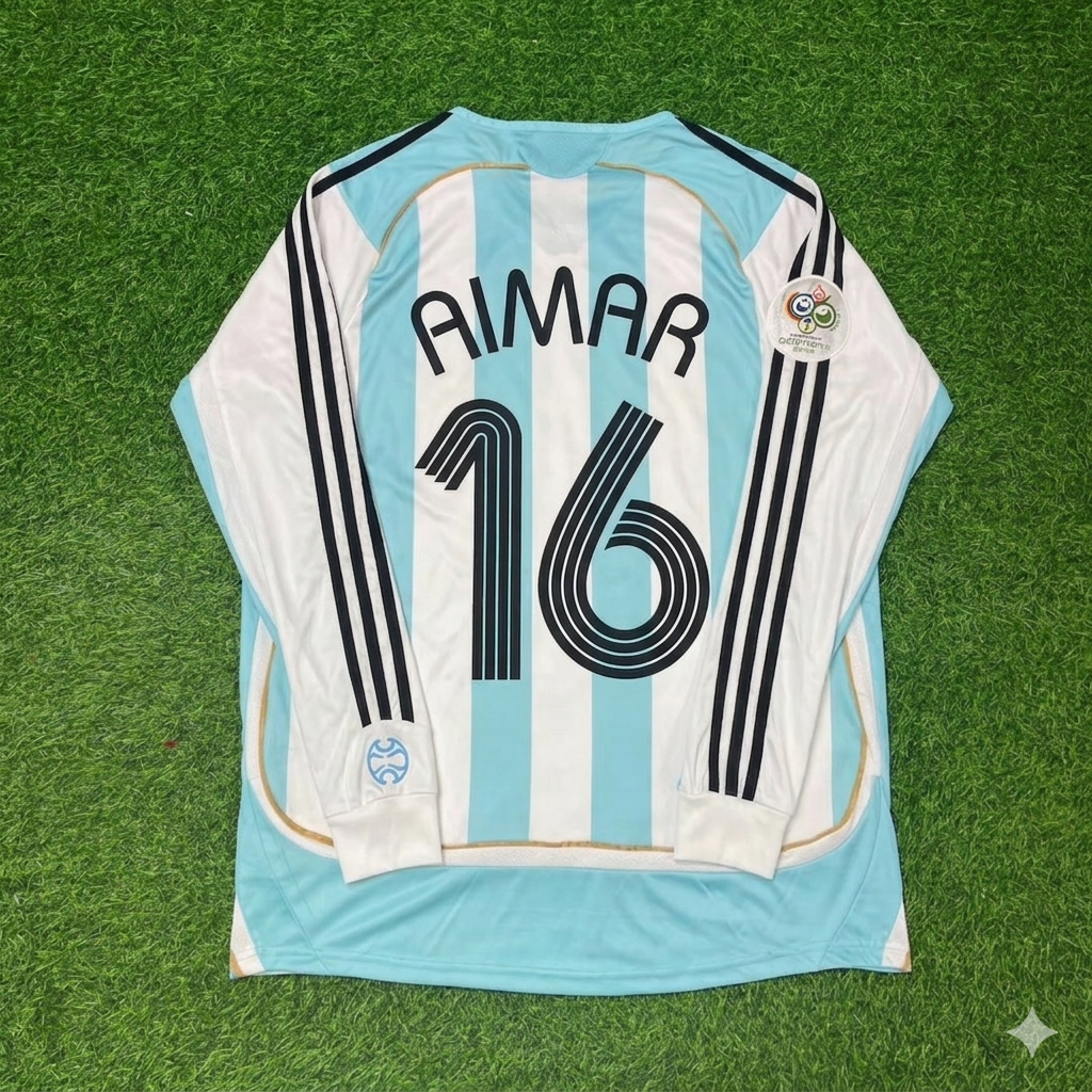 Argentina World Cup 2006 Pablo Aimar #16 Retro Long Sleeve Football Jersey