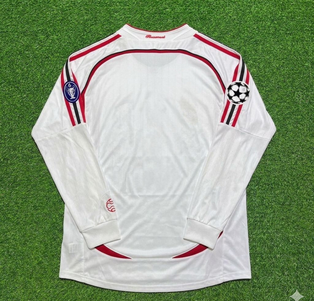 AC Milan 2007 Champions League Final Away White Long Sleeve Retro Football Jersey