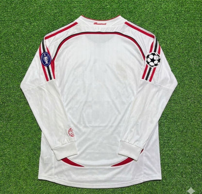 AC Milan 2007 Champions League Final Away White Long Sleeve Retro Football Jersey