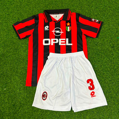 AC Milan 1996-1997 Paolo Maldini Home Retro Kids Football Jersey