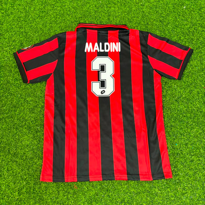 AC Milan 1996-1997 Paolo Maldini Home Retro Kids Football Jersey